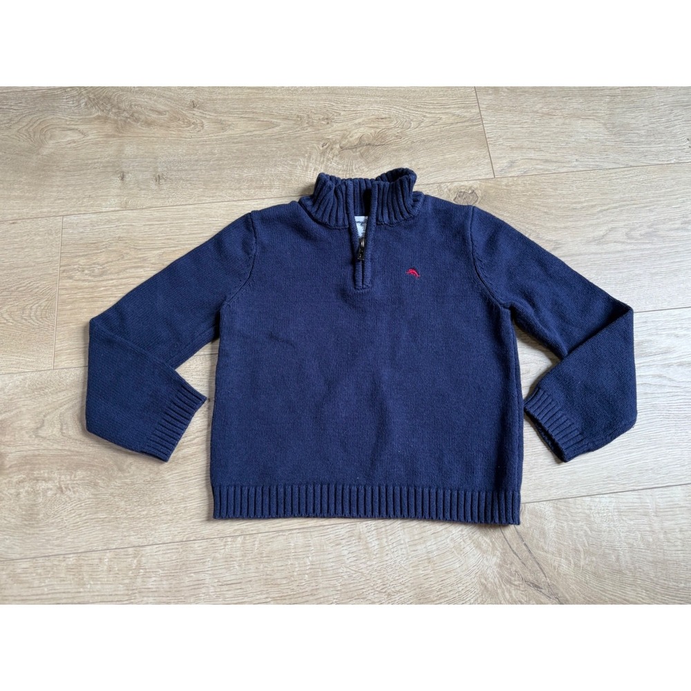 EUC Kids Biys Tommy Bahama blue 1/4 quarter zip 100% cotton sweater size S 5/6